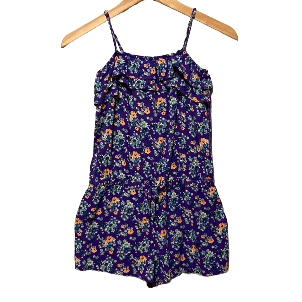 Forever 21 Spaghetti Strap Floral Ruffle Romper Girls Size 13/14(XL)